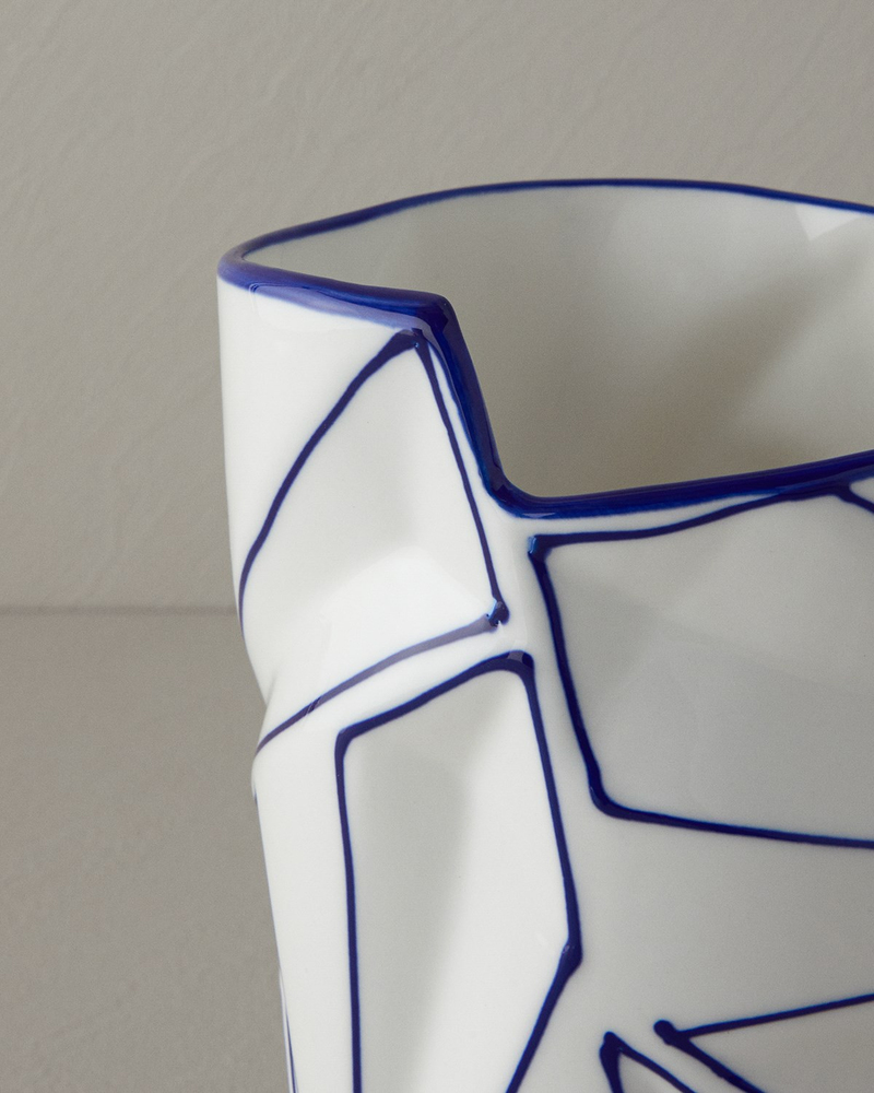 Gusto Stoneware Vazo Beyaz - Mavi