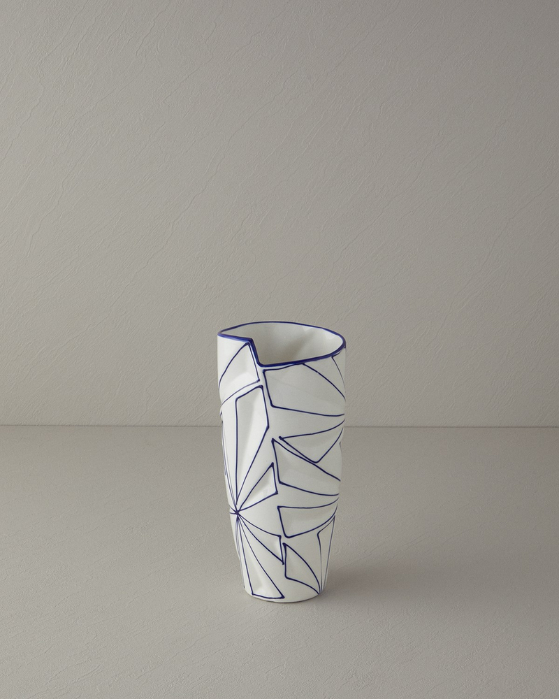Gusto Stoneware Vazo Beyaz - Mavi