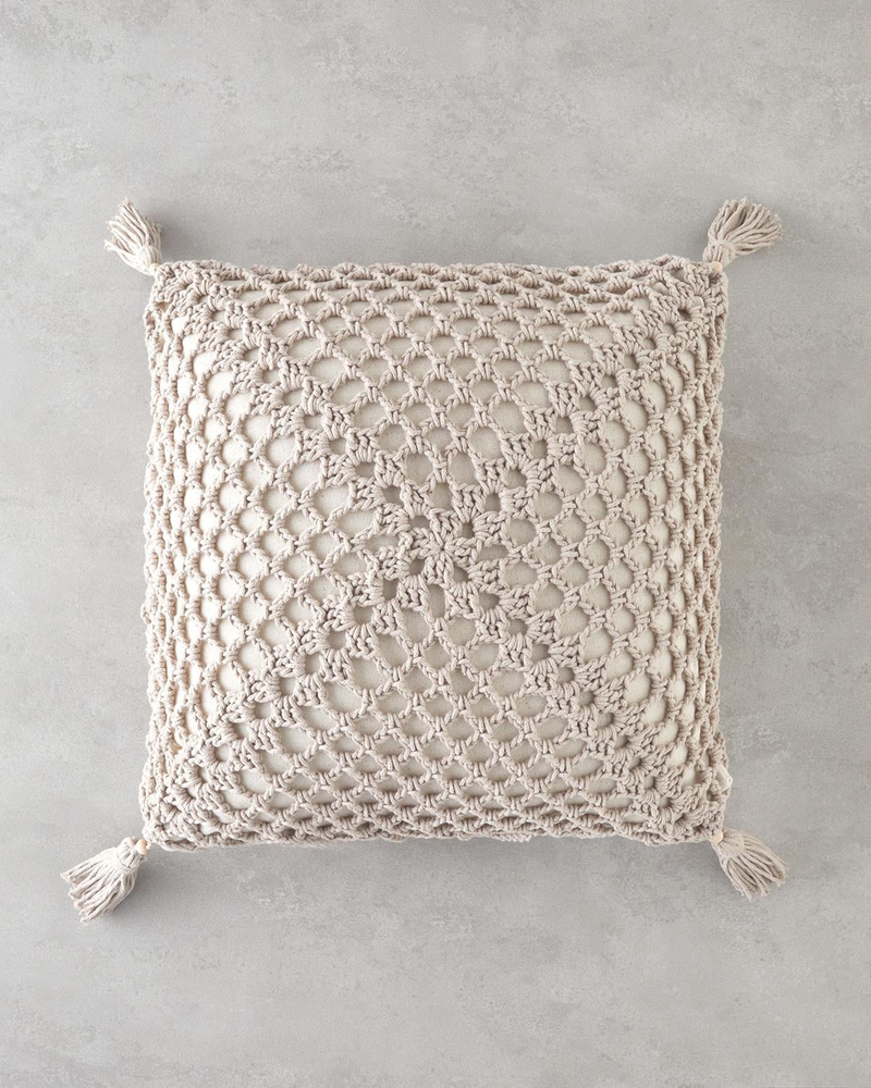 Handmade Kırlent Kılıfı 45x45 cm Bej