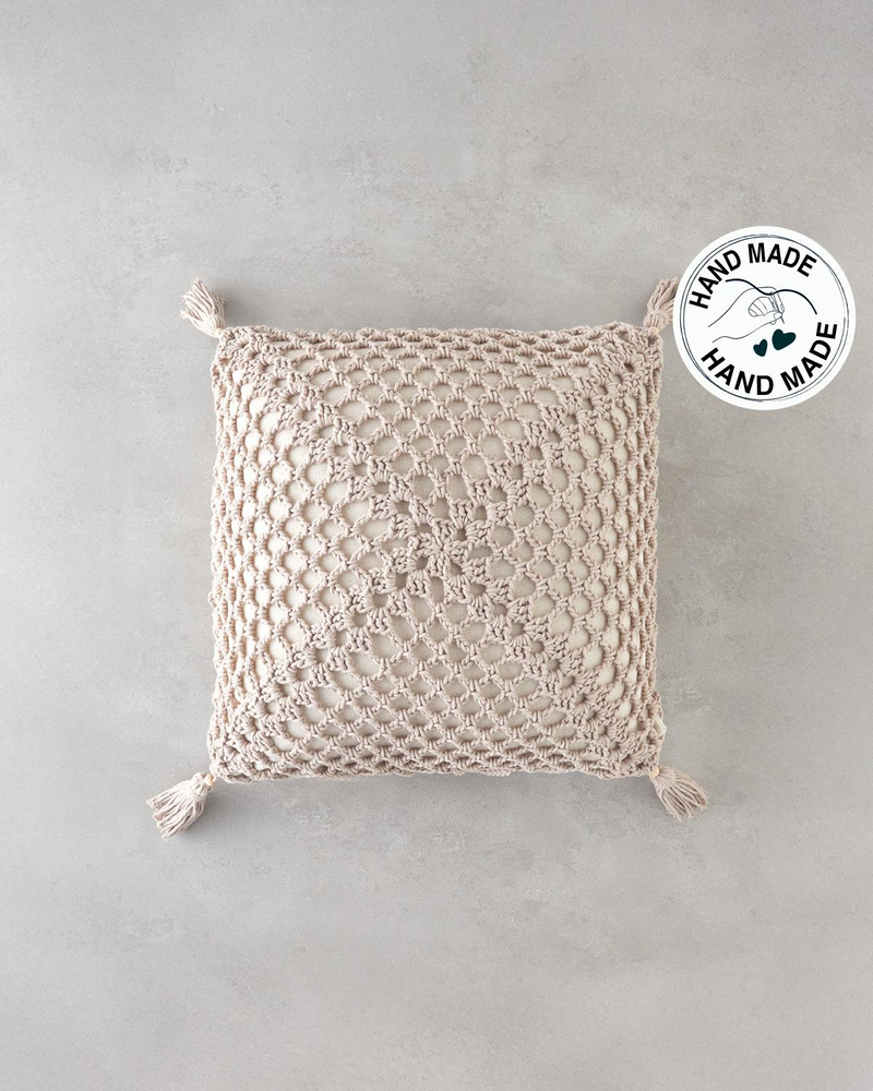 Handmade Kırlent Kılıfı 45x45 cm Bej