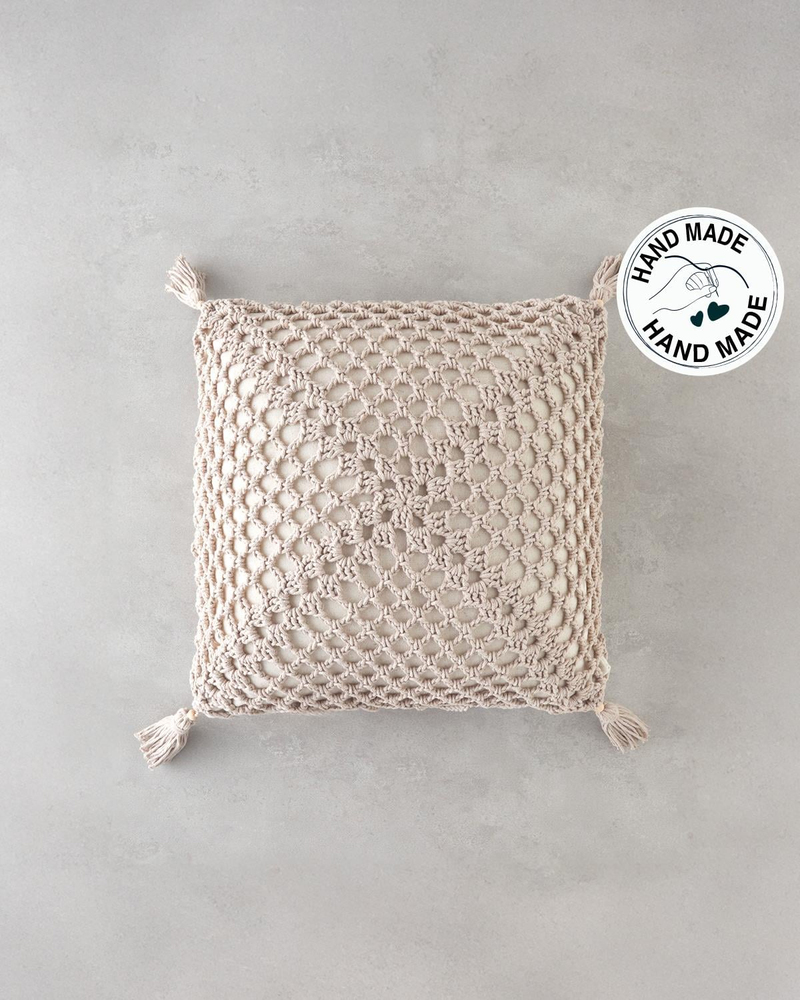 Handmade Kırlent Kılıfı 45x45 cm Bej