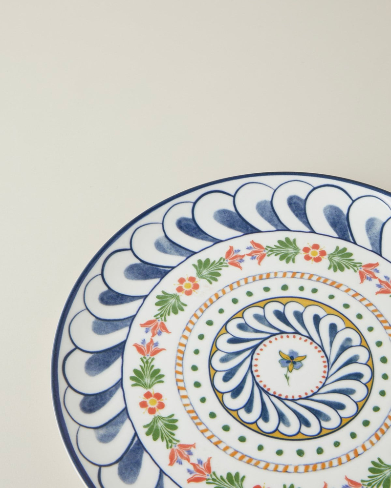 Harmony Talavera Porselen Servis Tabağı 26 cm Beyaz - Lacivert