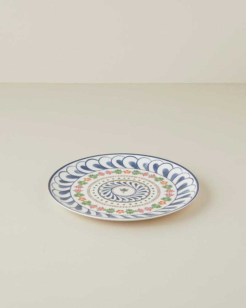 Harmony Talavera Porselen Servis Tabağı 26 cm Beyaz - Lacivert