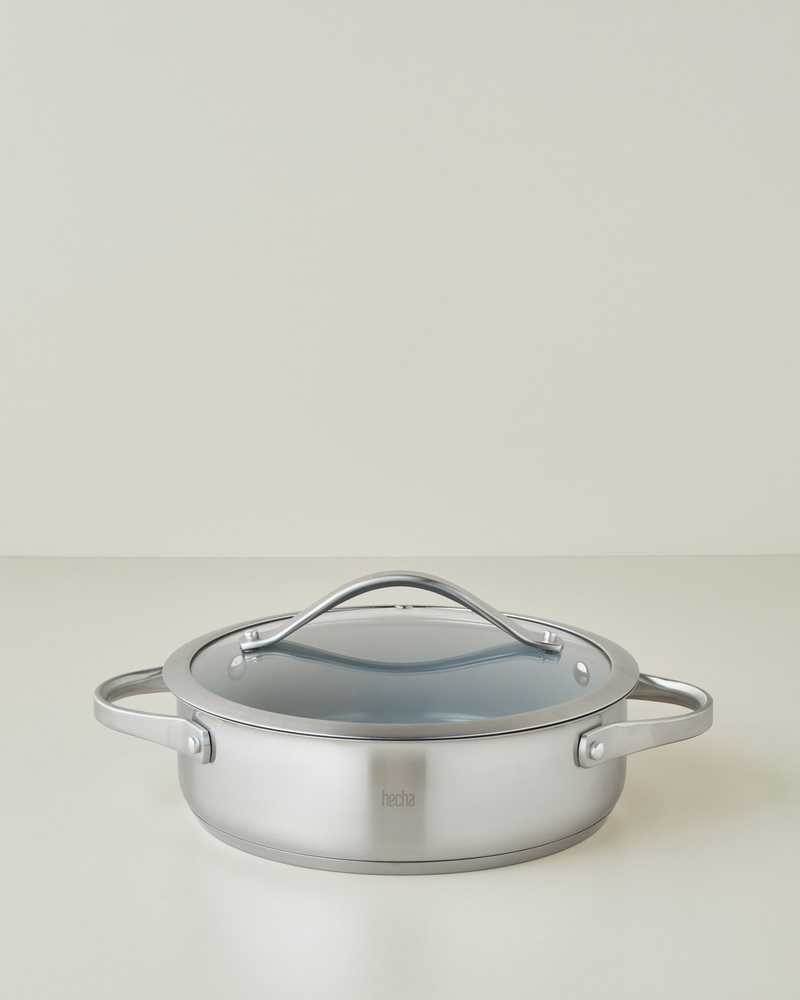 Hecha Çelik + CeraWell Sığ Tencere 24x7 cm Silver