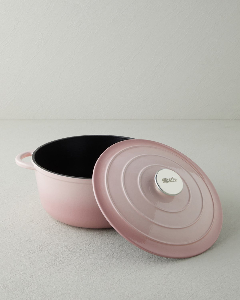 Hecha Demir Döküm Derin Tencere 28 cm Pembe