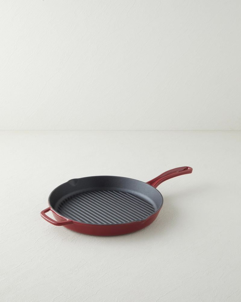 Hecha Demir Döküm Yuvarlak Izgara Tava 28x4 cm Mat Bordo