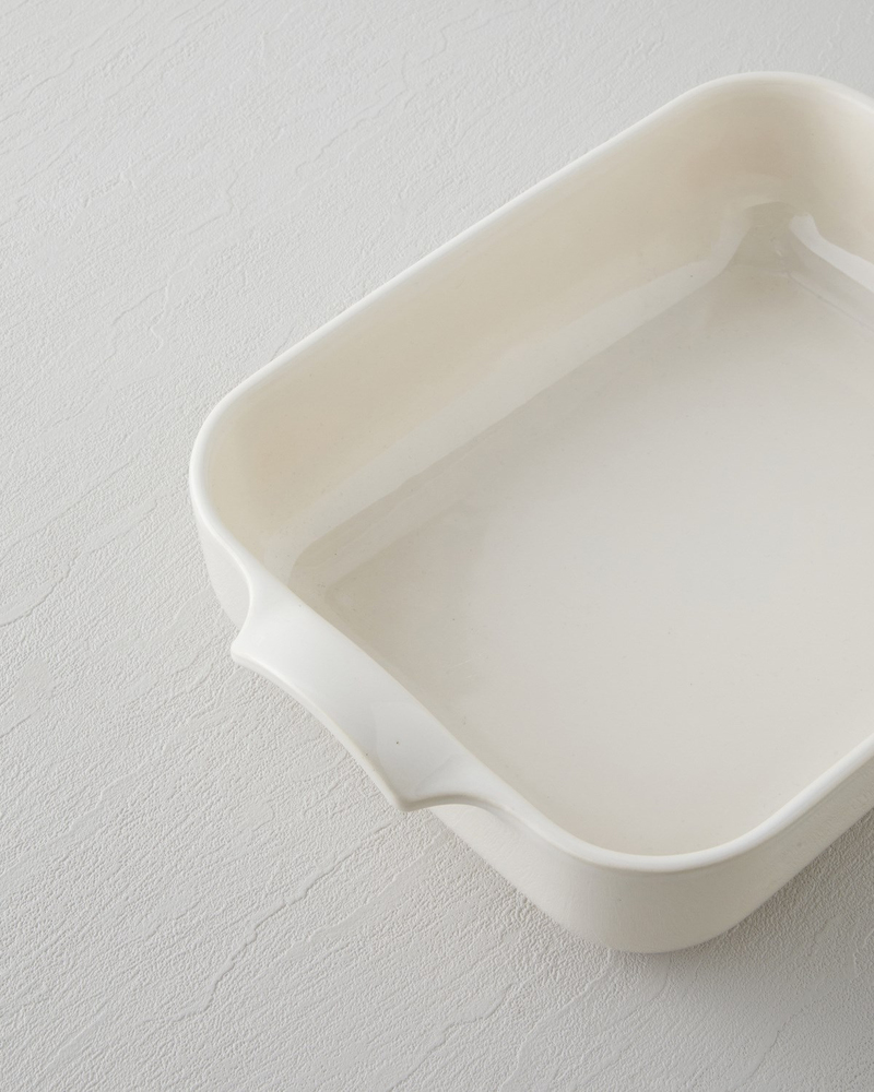 Hecha Seramik Dikdörtgen Fırın Kabı 32 cm Krem
