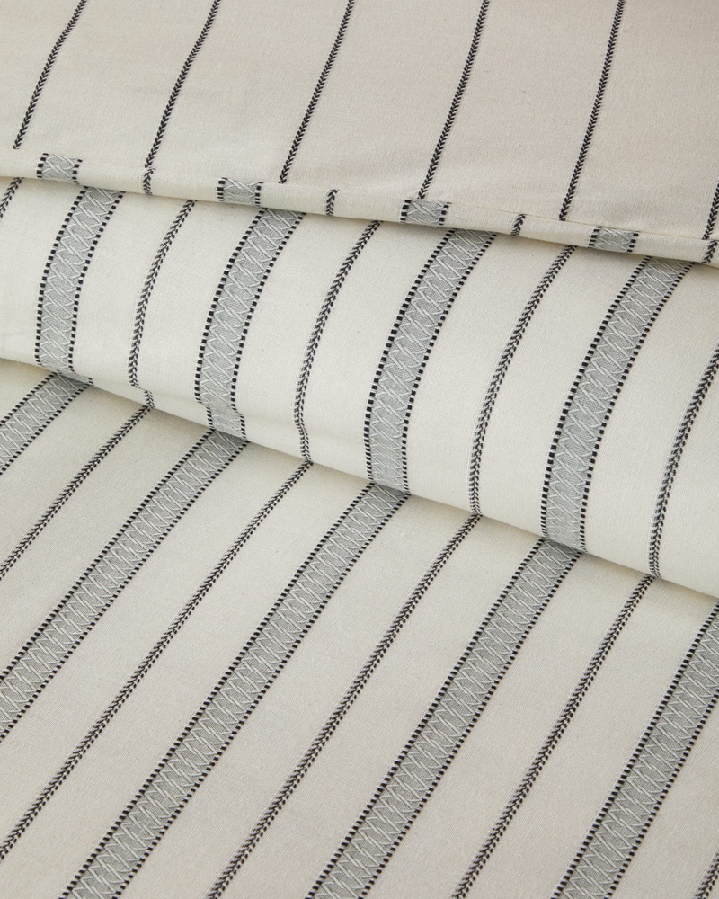 Heritage Stripe Pamuk İpliği Boyalı Tek Kişilik Çarşaflı Nevresim Takımı 160x220 cm Lacivert - Krem
