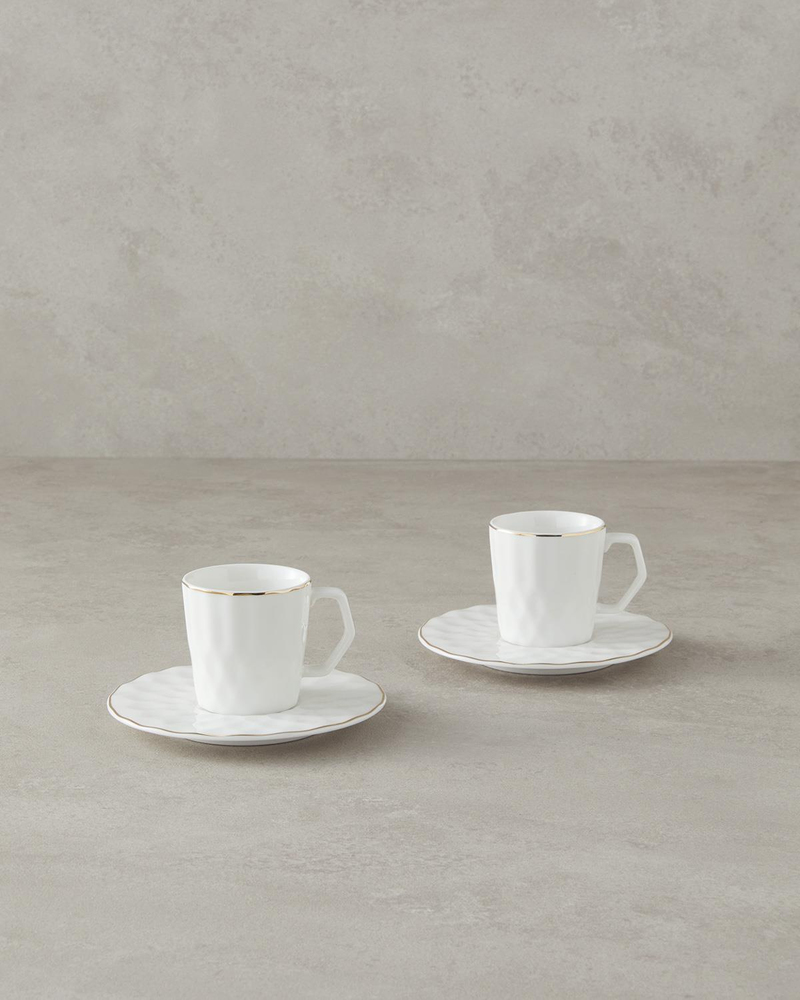 Hestia New Bone China 4 Parça 2 Kişilik Kahve Fincan Takımı Beyaz