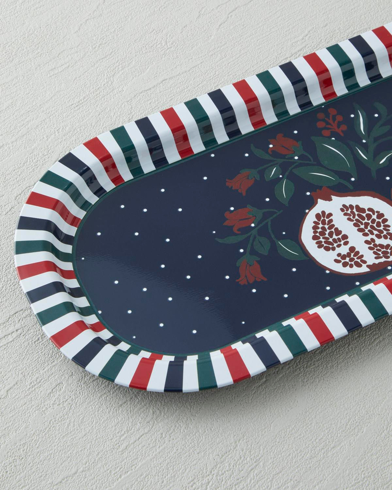 Holly Metal Tepsi 16x35 cm Lacivert