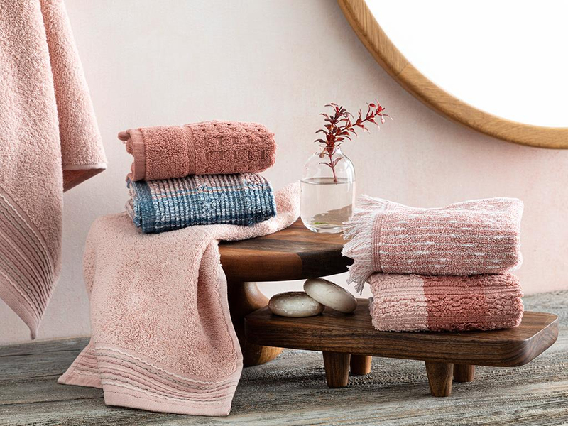 Hybrid Pamuklu Saçaklı El Havlusu Ekru - Pembe