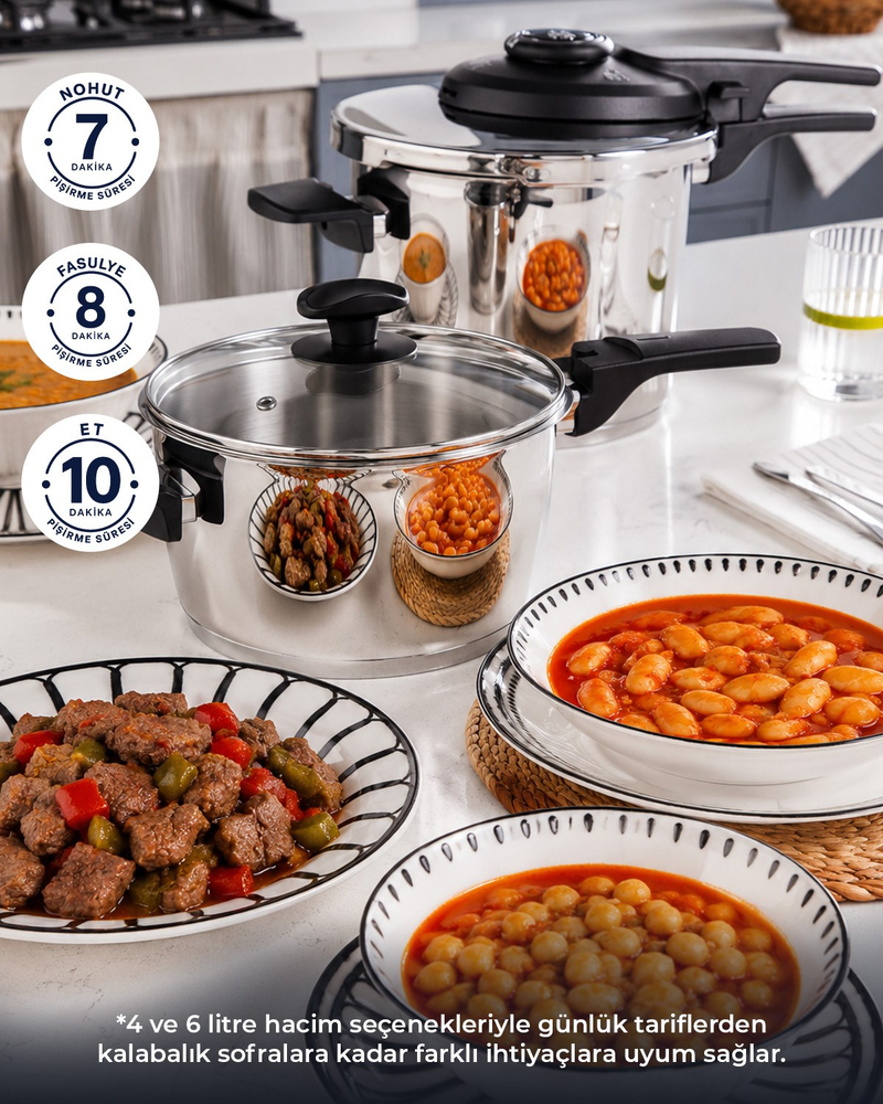 HyperChef Paslanmaz Çelik Düdüklü Tencere Siyah