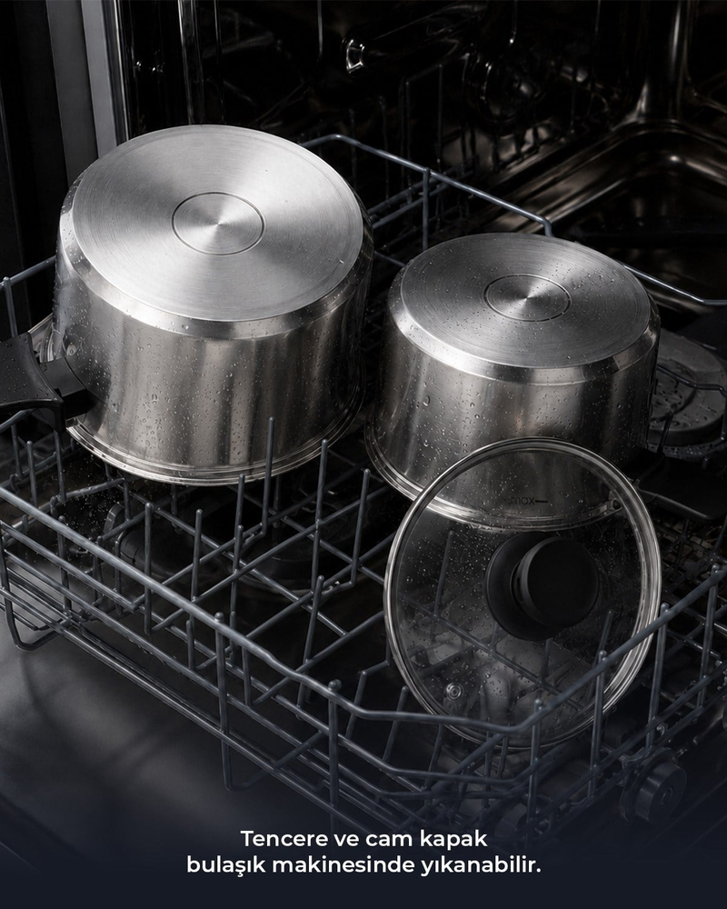 HyperChef Paslanmaz Çelik Düdüklü Tencere Seti 4 + 6 L Siyah