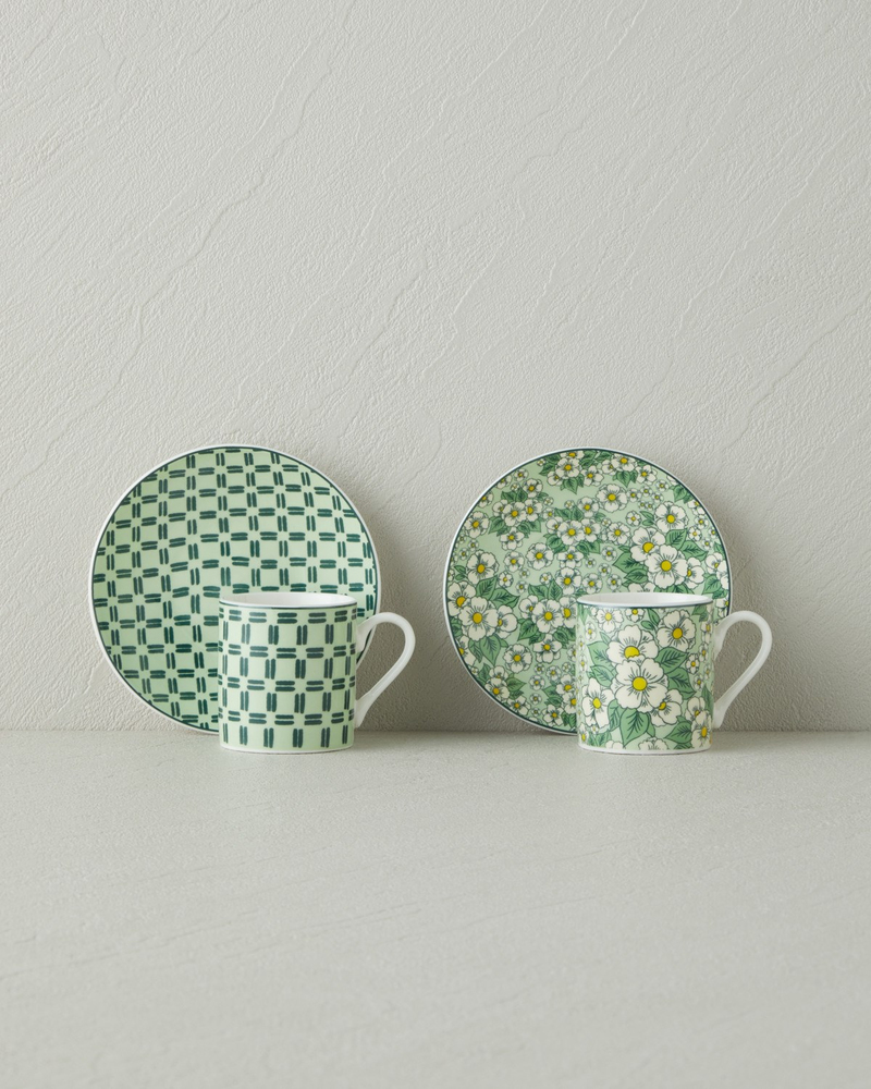 Isola New Bone China 4 Parça 2 Kişilik Kahve Fincan Takımı 80 ml Yeşil