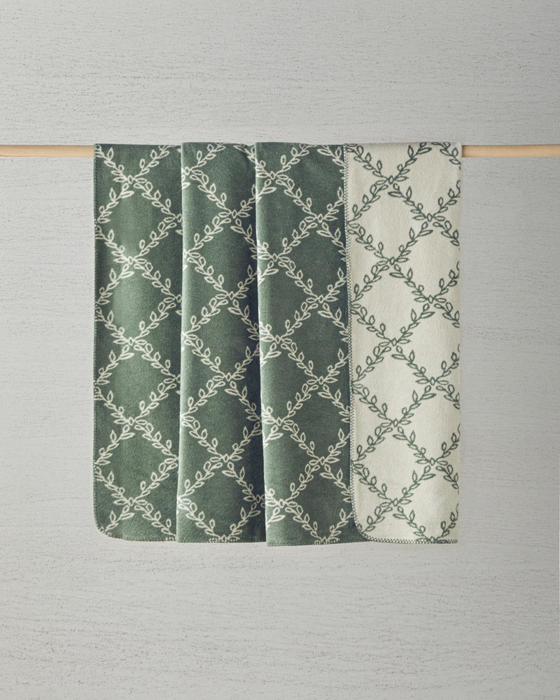 Ivy trellis Pamuklu King Size Battaniye 220x240 cm Yeşil