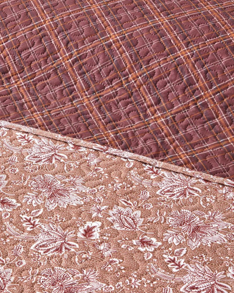 Jacobean Plaid Tek Kişilik Çok Amaçlı Örtü 160x220 cm Bordo