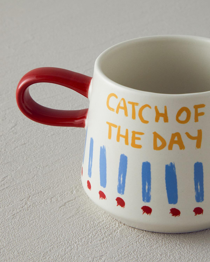 Jolly Beach Stoneware Kupa Mavi-Kırmızı