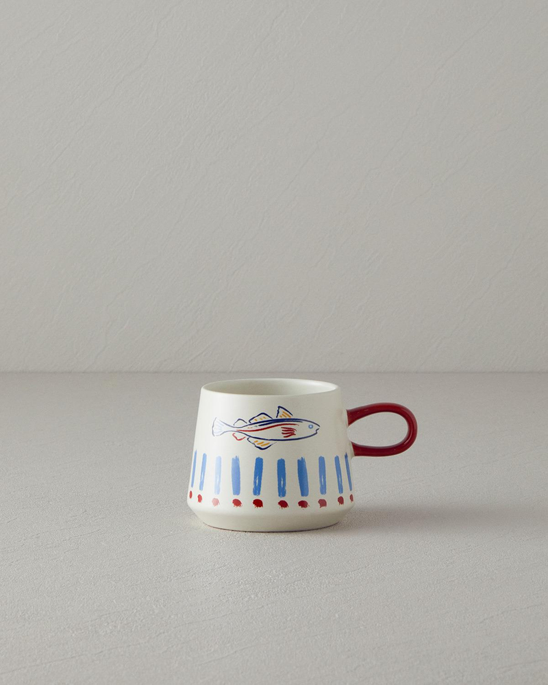 Jolly Beach Stoneware Kupa Mavi-Kırmızı