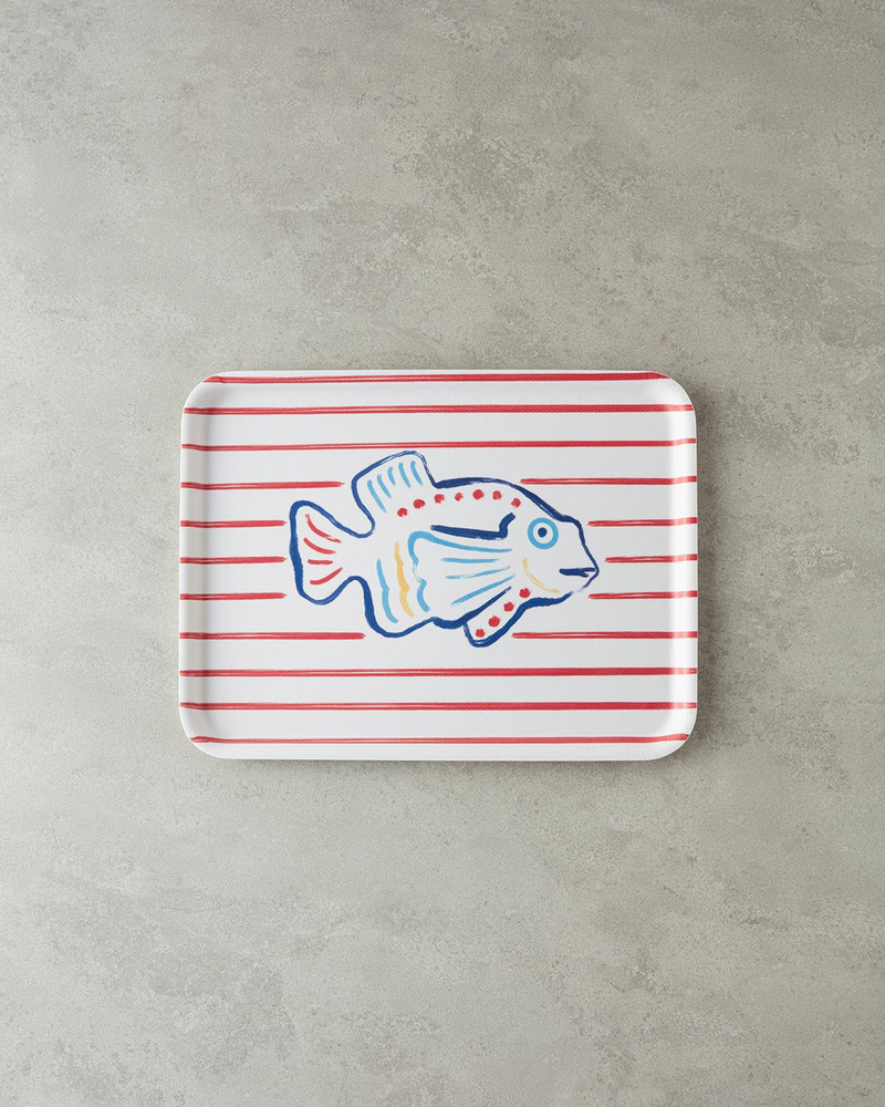 Jolly Fish Melamin Kaydırmaz Tepsi 27x36 cm Kırmızı