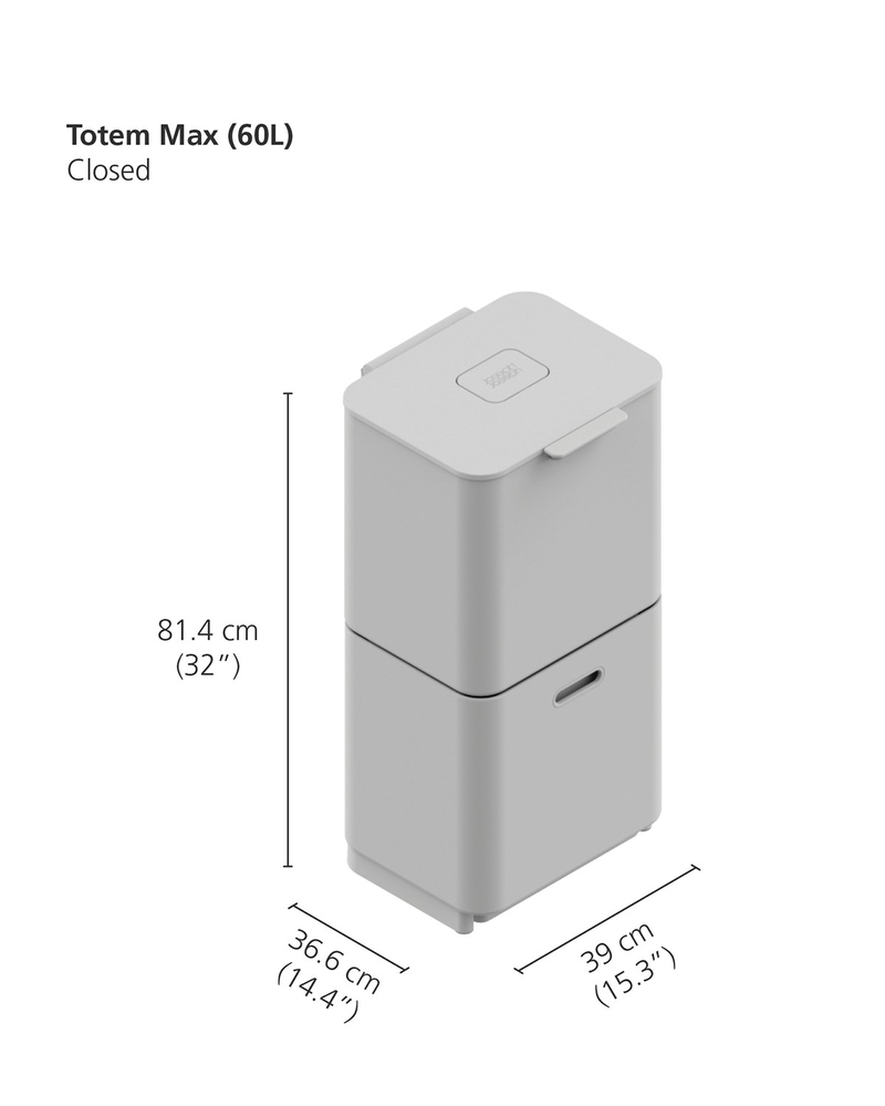 Joseph Joseph Totem Max Paslanmaz Çelik 2 Bölmeli Mutfak Çöp Kutusu 60 L Metalik