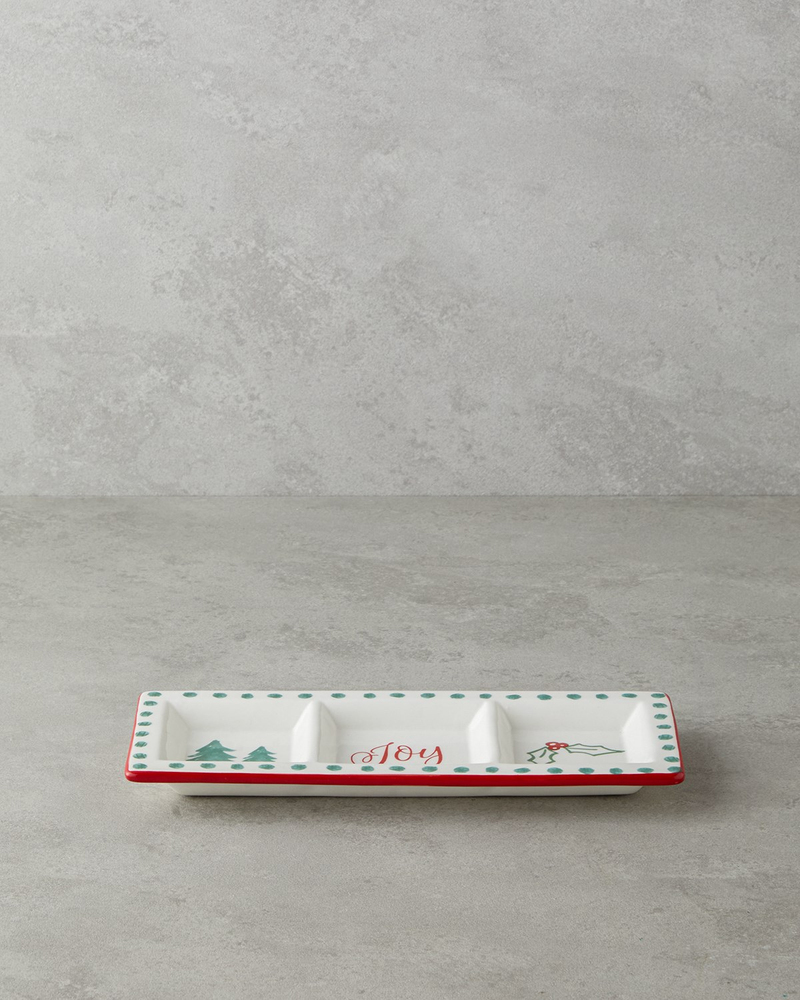 Joy Dolomite Sunumluk 25x10 cm Beyaz - Kırmızı