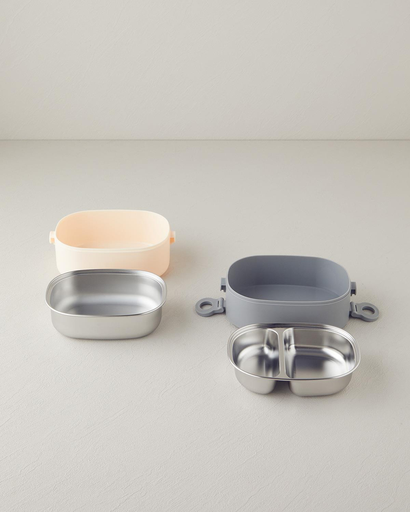 Judithe Paslanmaz Çelik 2 Bölmeli Lunch Box 900 ml Ekru - Gri