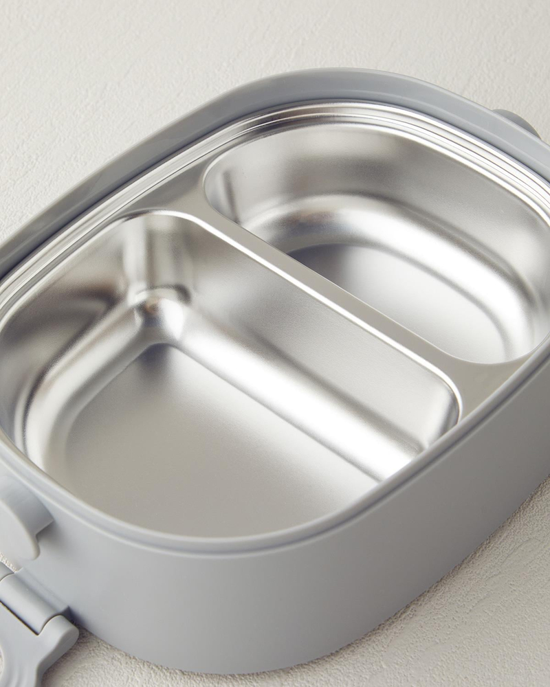 Judithe Paslanmaz Çelik 2 Bölmeli Lunch Box 900 ml Ekru - Gri