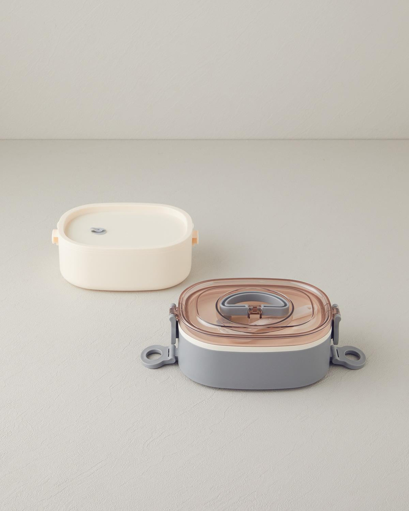 Judithe Paslanmaz Çelik 2 Bölmeli Lunch Box 900 ml Ekru - Gri