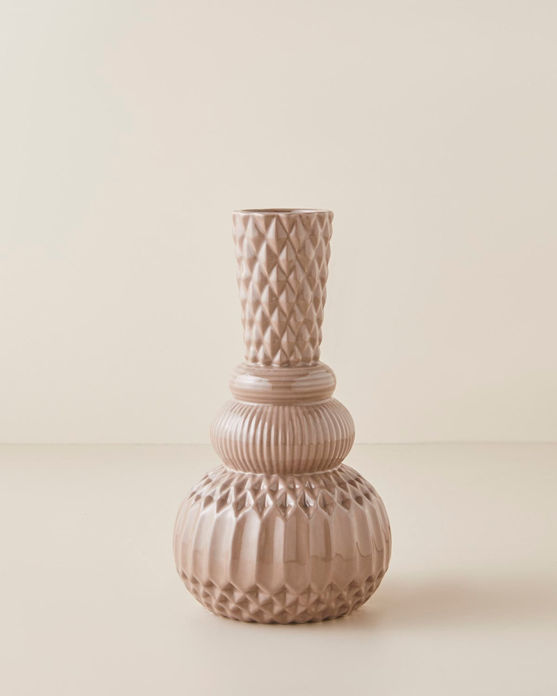 Kelsey Porselen Vazo 24 cm Kahve