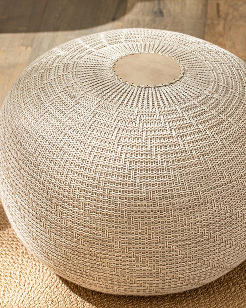 Knit Splay Örgü Puf Bej