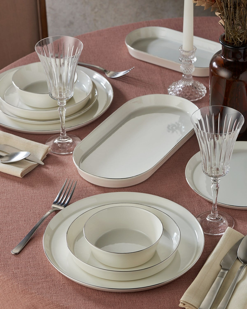Kütahya Porselen Bone V Form Yemek Takımı 26 Parça 6 Kişilik Silver