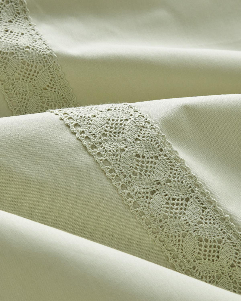 Lace Elegance Kopanakili Perkal King Size Nevresim Takımı 240x220 cm Yeşil
