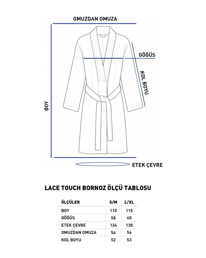 Lace Touch Pamuk Bornoz Beyaz