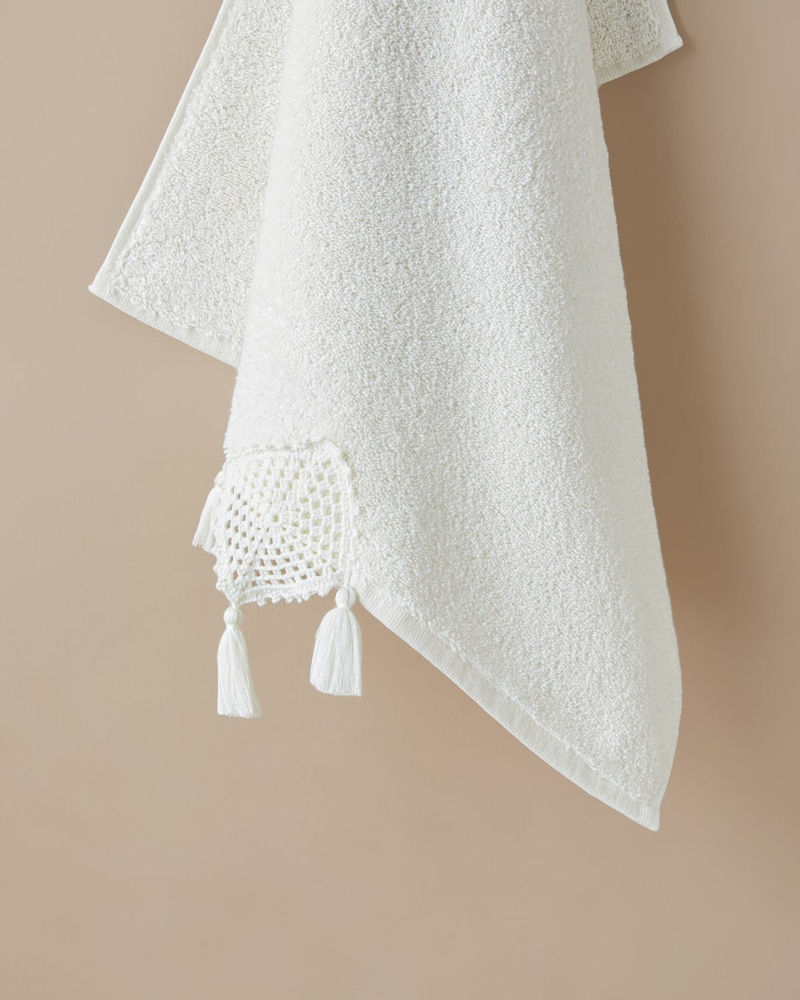 Lace Touch Pamuk Yüz Havlusu 50x80 cm Beyaz