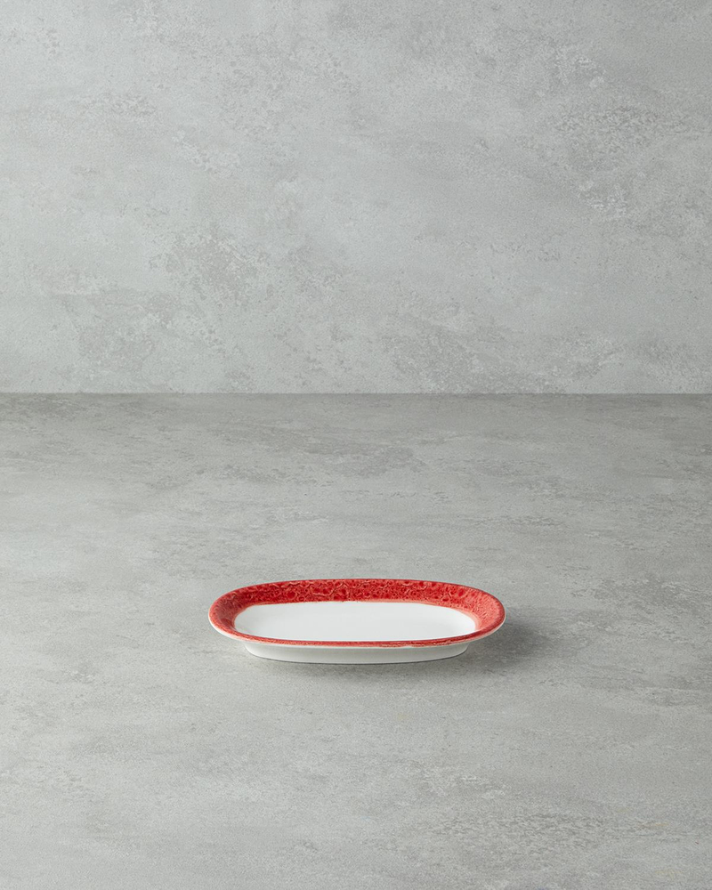 Larry Porselen Kayık Tabak 19 cm Kırmızı