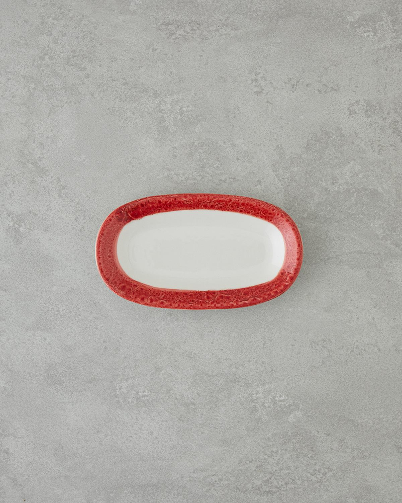 Larry Porselen Kayık Tabak 19 cm Kırmızı