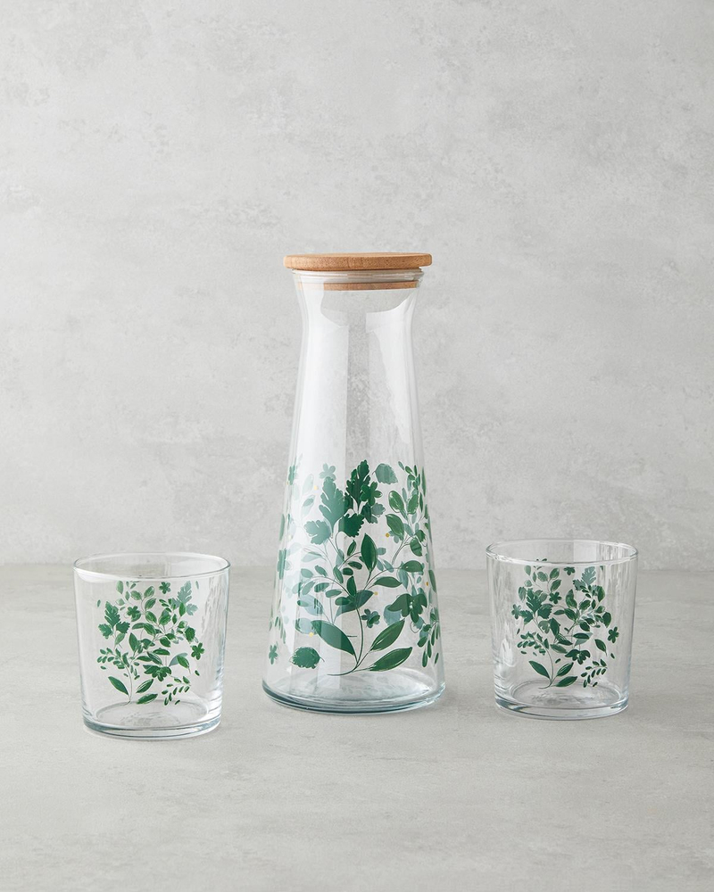 Leafscape Cam 3 Parça Su Takımı 1150 ml + 380 ml Yeşil