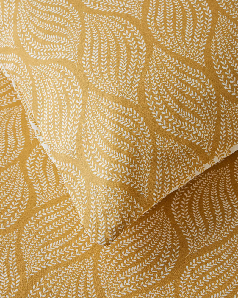 Leafy Braid Çift Kişilik Nevresim Takımı 200x220 cm Hardal