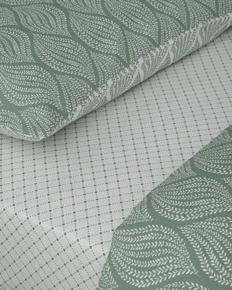 Leafy Braid Çift Kişilik Nevresim Takımı 200x220 cm Yeşil
