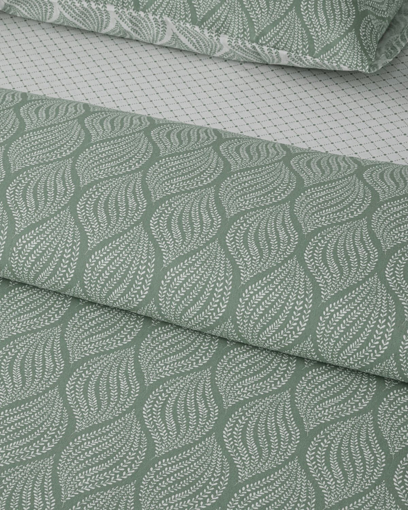 Leafy Braid Çift Kişilik Nevresim Takımı 200x220 cm Yeşil