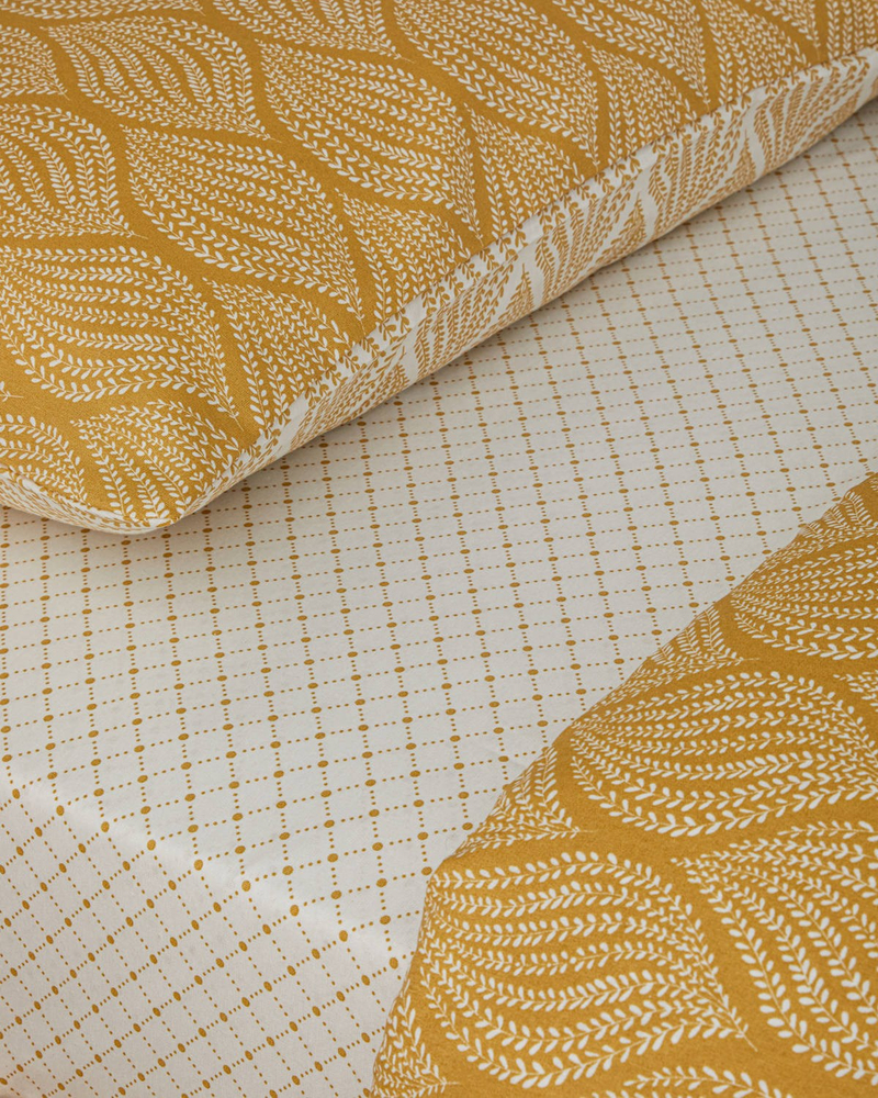 Leafy Braid Çift Kişilik Nevresim Takımı 200x220 cm Hardal