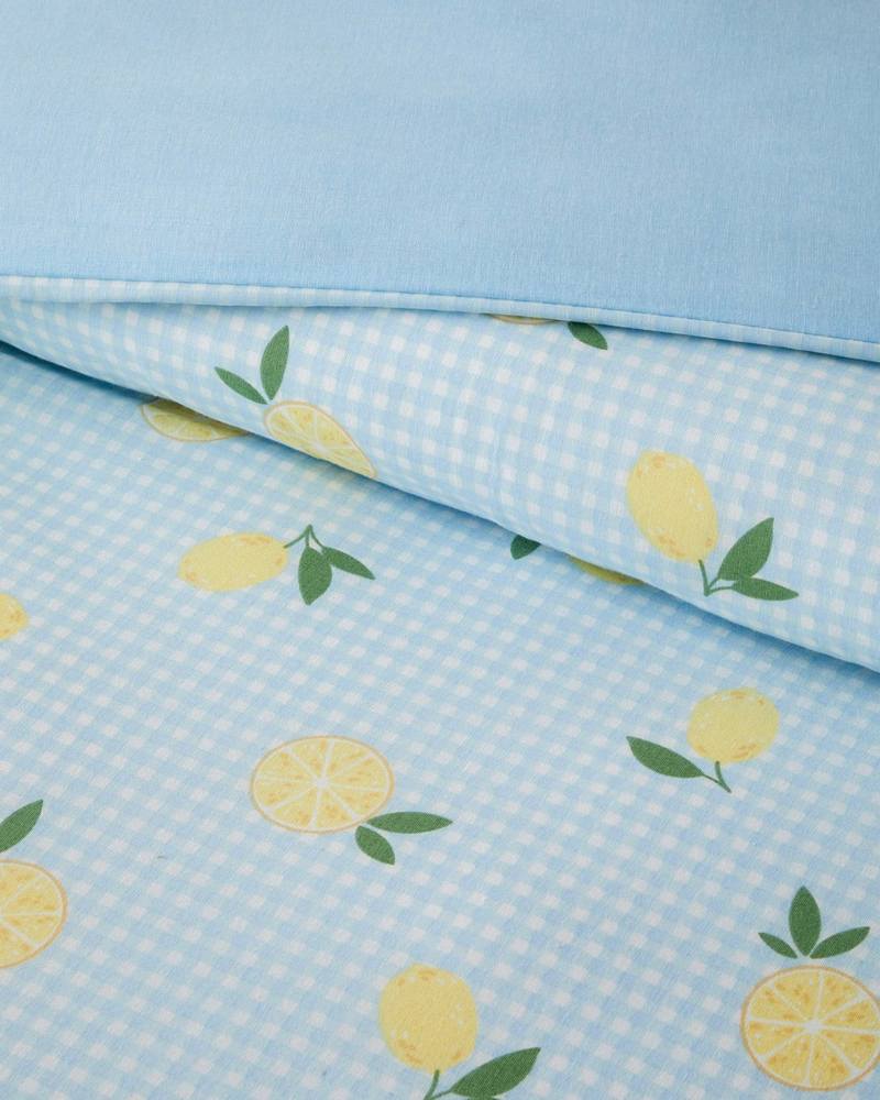 Lemon Breeze Kolay Ütülenir Tek Kişilik Nevresim Seti 160x220 cm Mavi-Sarı