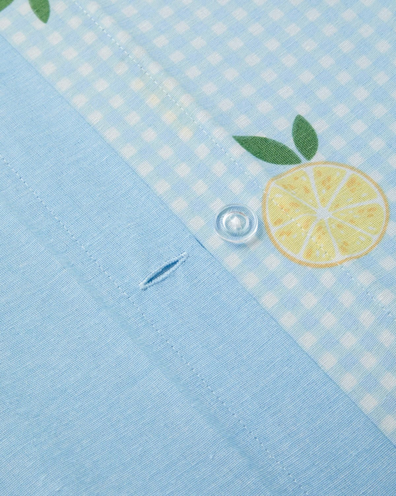 Lemon Breeze Kolay Ütülenir Tek Kişilik Nevresim Seti 160x220 cm Mavi-Sarı