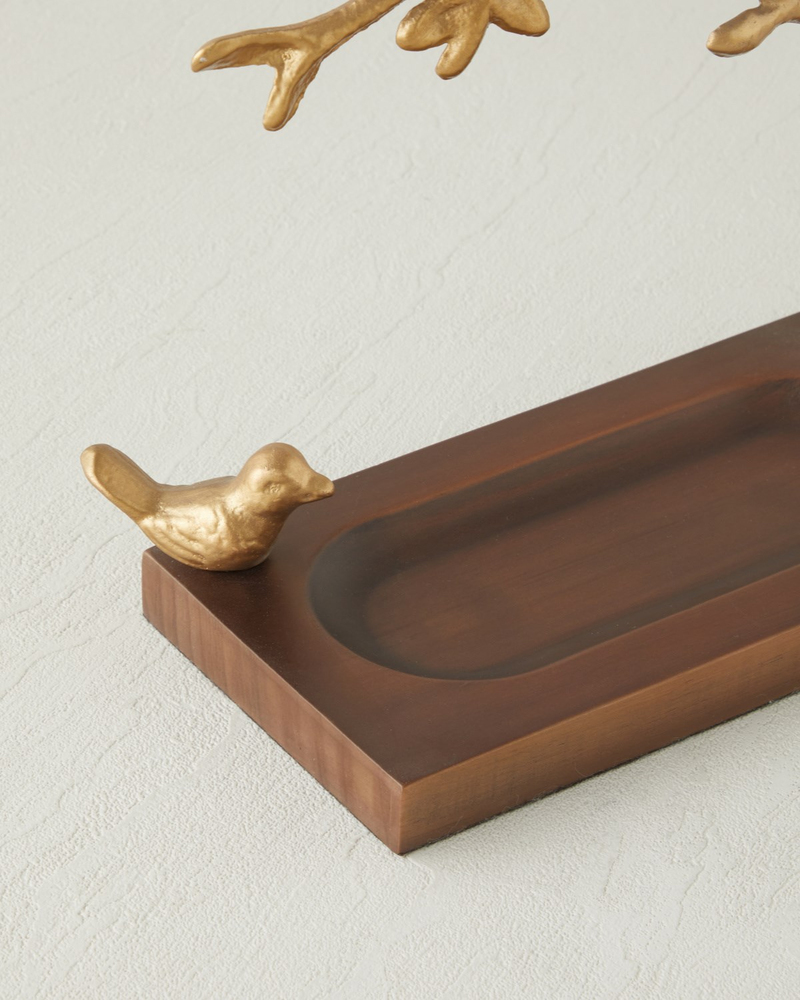Leora Ahşap-Metal Dekoratif 25x26 cm Kahve – Gold