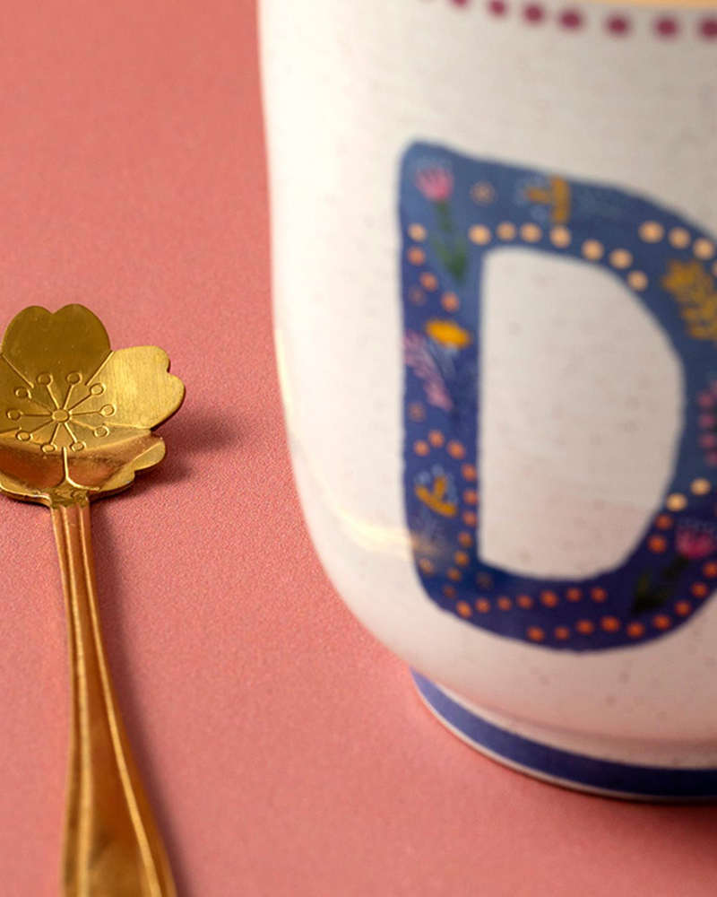 Letter D Stoneware Kupa Renkli
