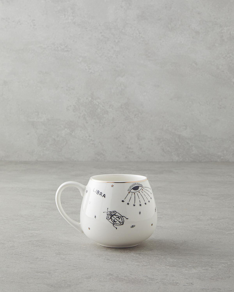Libra New Bone China Kupa 325 ml Siyah-Beyaz-Gold