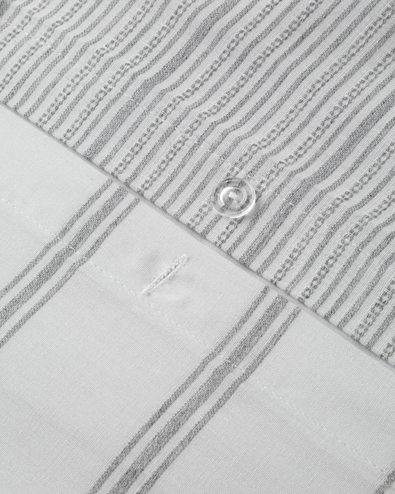 Line Mesh İpliği Boyalı Çift Kişilik Nevresim Takımı 200x220 cm Gri