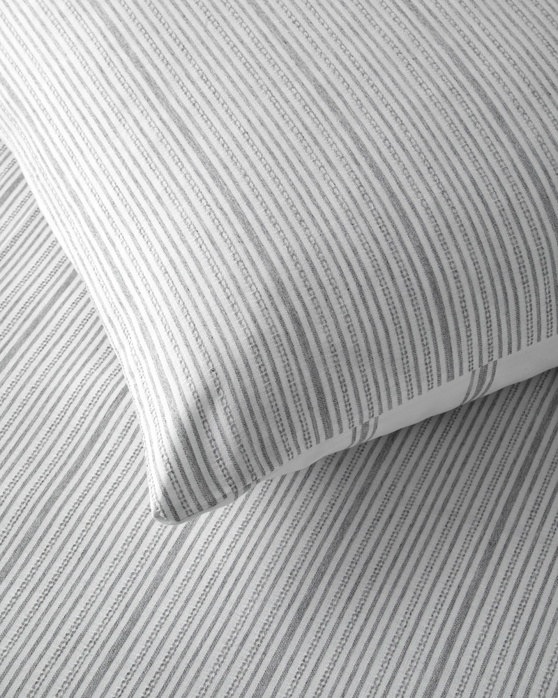 Line Mesh İpliği Boyalı Çift Kişilik Nevresim Takımı 200x220 cm Gri