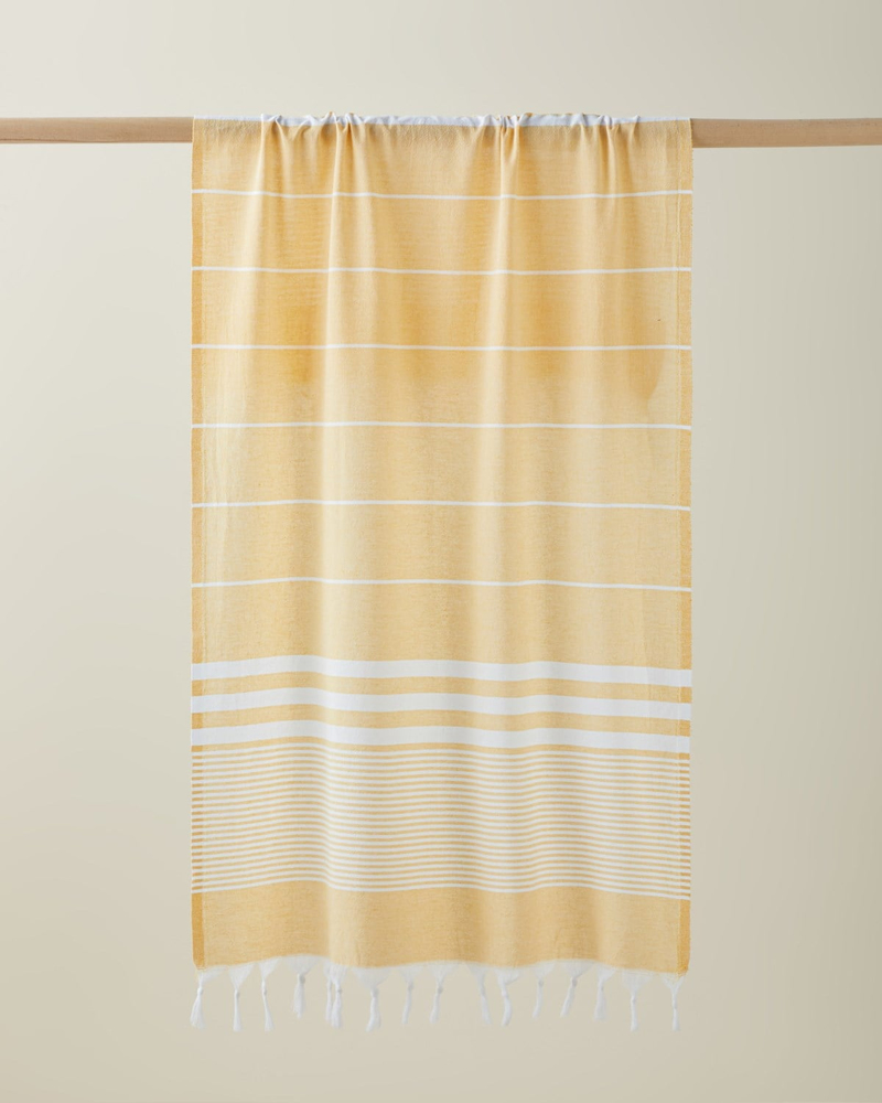 Linosa Rejenere Çizgili Peştamal 80x150 cm Sarı