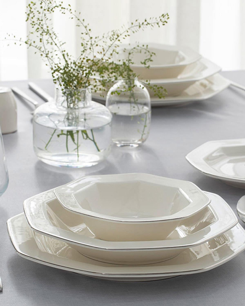 Lioni Porselen 24 Parça 6 Kişilik Yemek Takımı Silver